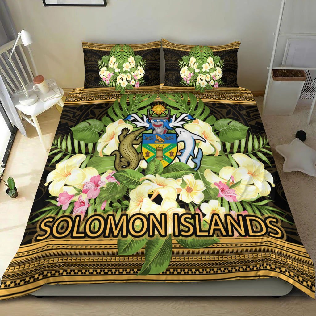 Solomon Islands Bedding Set - Polynesian Gold Patterns Collection - Vibe Hoodie Shop