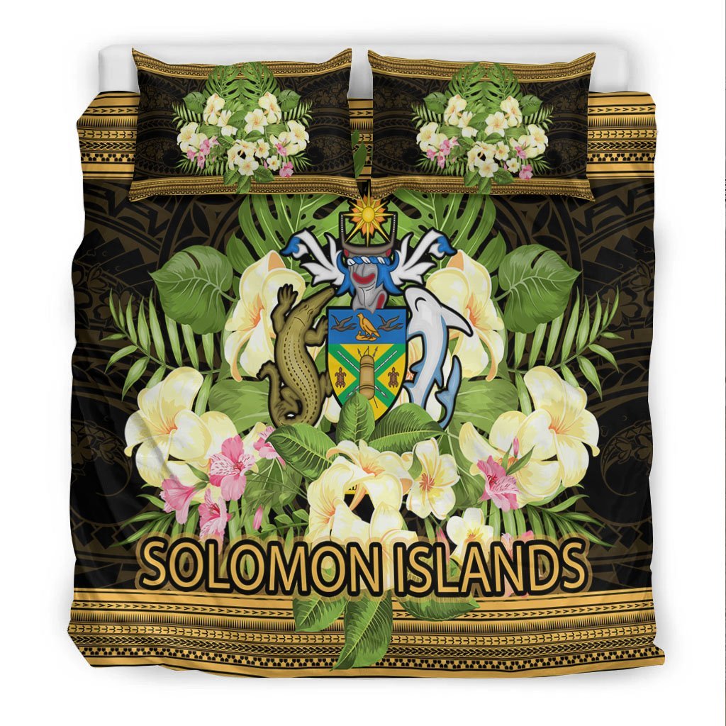 Solomon Islands Bedding Set - Polynesian Gold Patterns Collection - Vibe Hoodie Shop