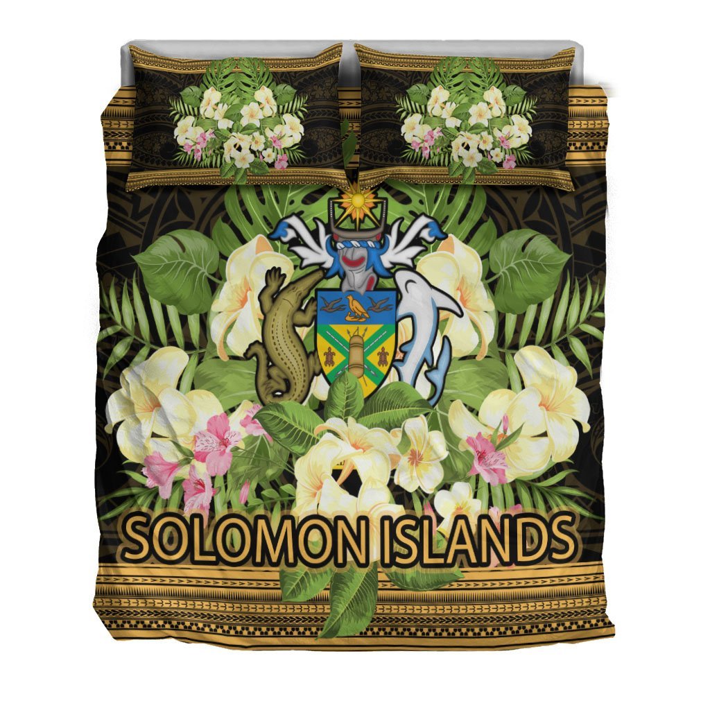 Solomon Islands Bedding Set - Polynesian Gold Patterns Collection - Vibe Hoodie Shop