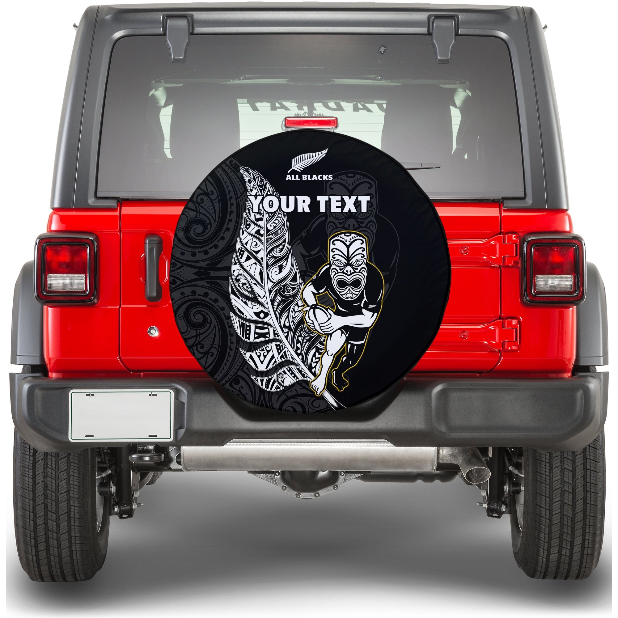 (Custom Personalised) New Zealand 2022 Rugby Spare Tire Cover All Black Silver Fern Maori Pattern Version Black - Vibe Hoodie Shop