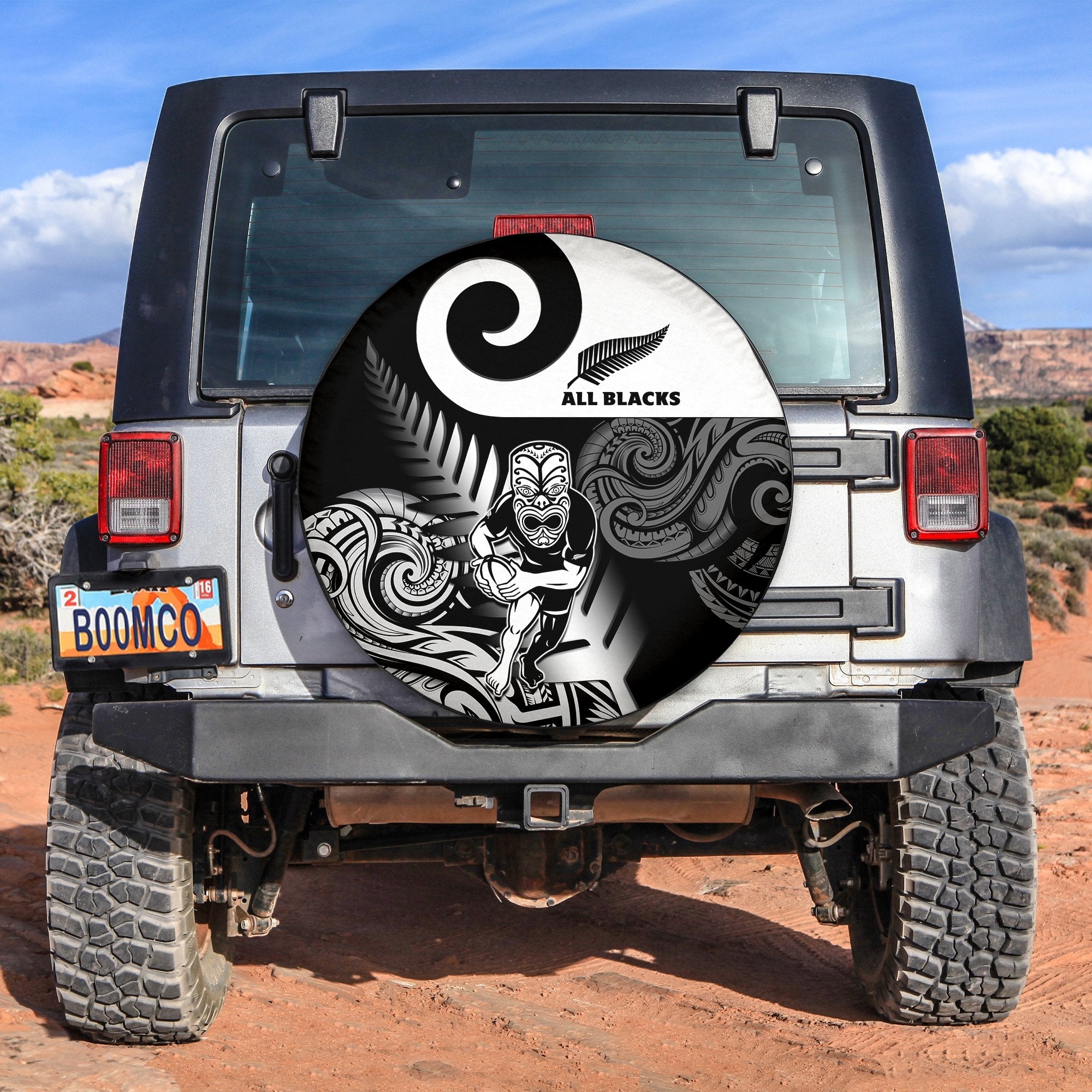 New Zealand Silver Fern Rugby Spare Tire Cover All Black Maori Koru - Vibe Hoodie Shop