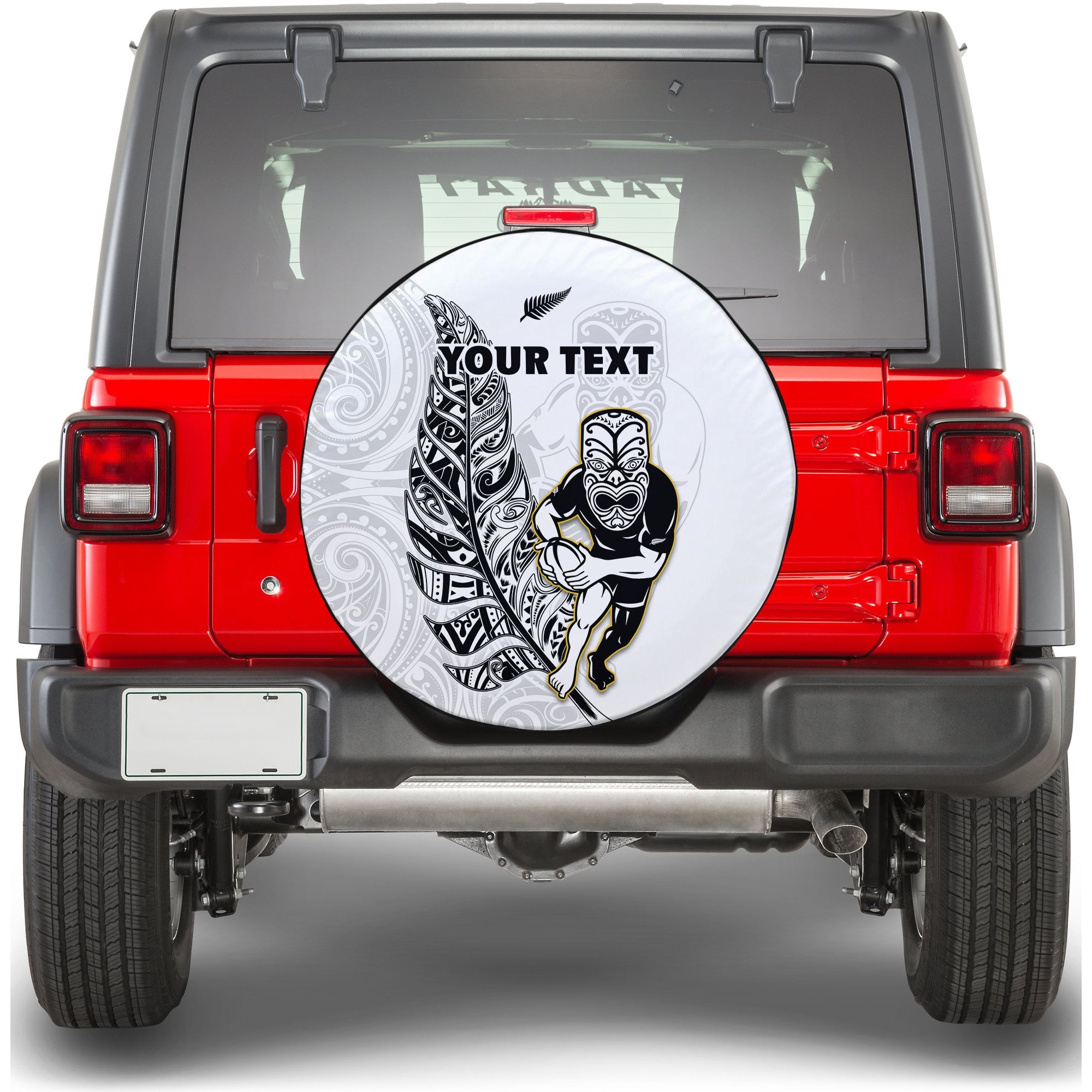 (Custom Personalised) New Zealand Silver Fern Rugby Spare Tire Cover All Black Maori Version White - Vibe Hoodie Shop