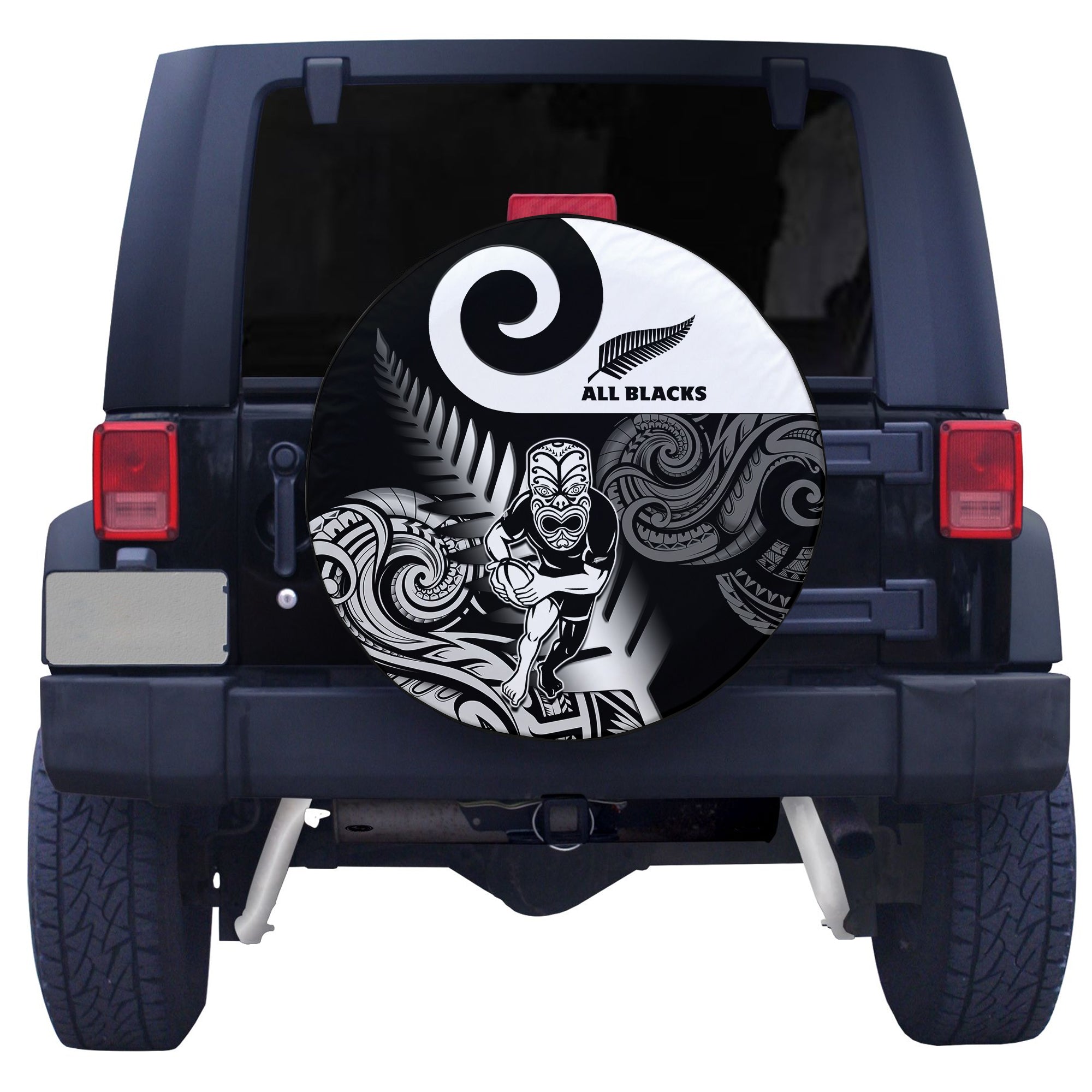 New Zealand Silver Fern Rugby Spare Tire Cover All Black Maori Koru - Vibe Hoodie Shop