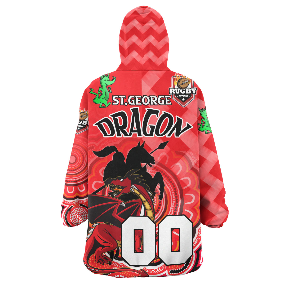 St. George Rugby Snug Hoodie - Custom THE SAINTS PROUD! INSPIRED! TRUE! Dragon Aboriginal Patterns Wearable Blanket Hoodie - Vibe Hoodie Shop