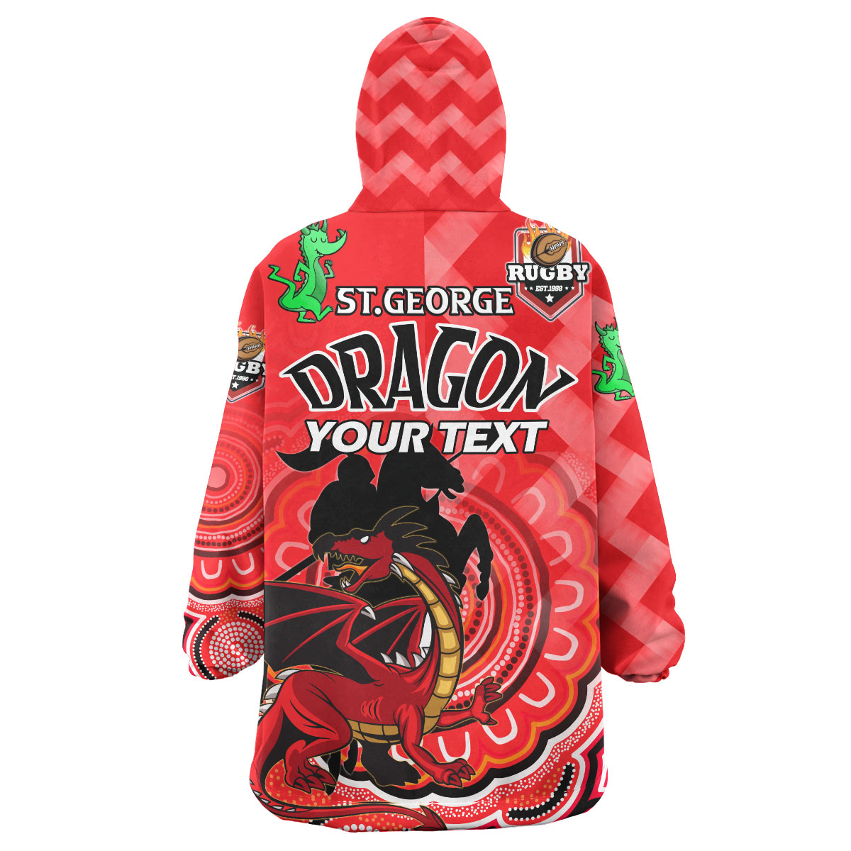 St. George Rugby Snug Hoodie - Custom THE SAINTS PROUD! INSPIRED! TRUE! Dragon Aboriginal Patterns Wearable Blanket Hoodie - Vibe Hoodie Shop