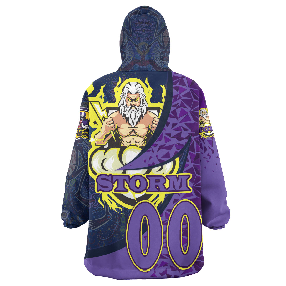 Storm Rugby Snug Hoodie - Custom Rugby Ball RIDE THE STORM Aboriginal Patterns Wearable Blanket Hoodie - Vibe Hoodie Shop