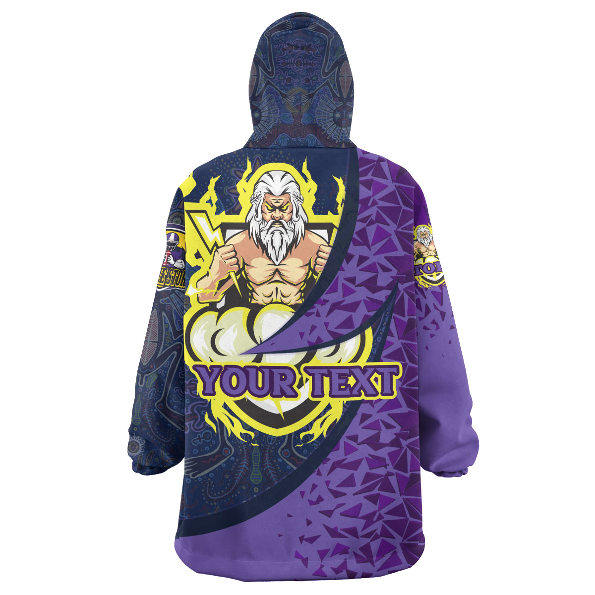 Storm Rugby Snug Hoodie - Custom Rugby Ball RIDE THE STORM Aboriginal Patterns Wearable Blanket Hoodie - Vibe Hoodie Shop