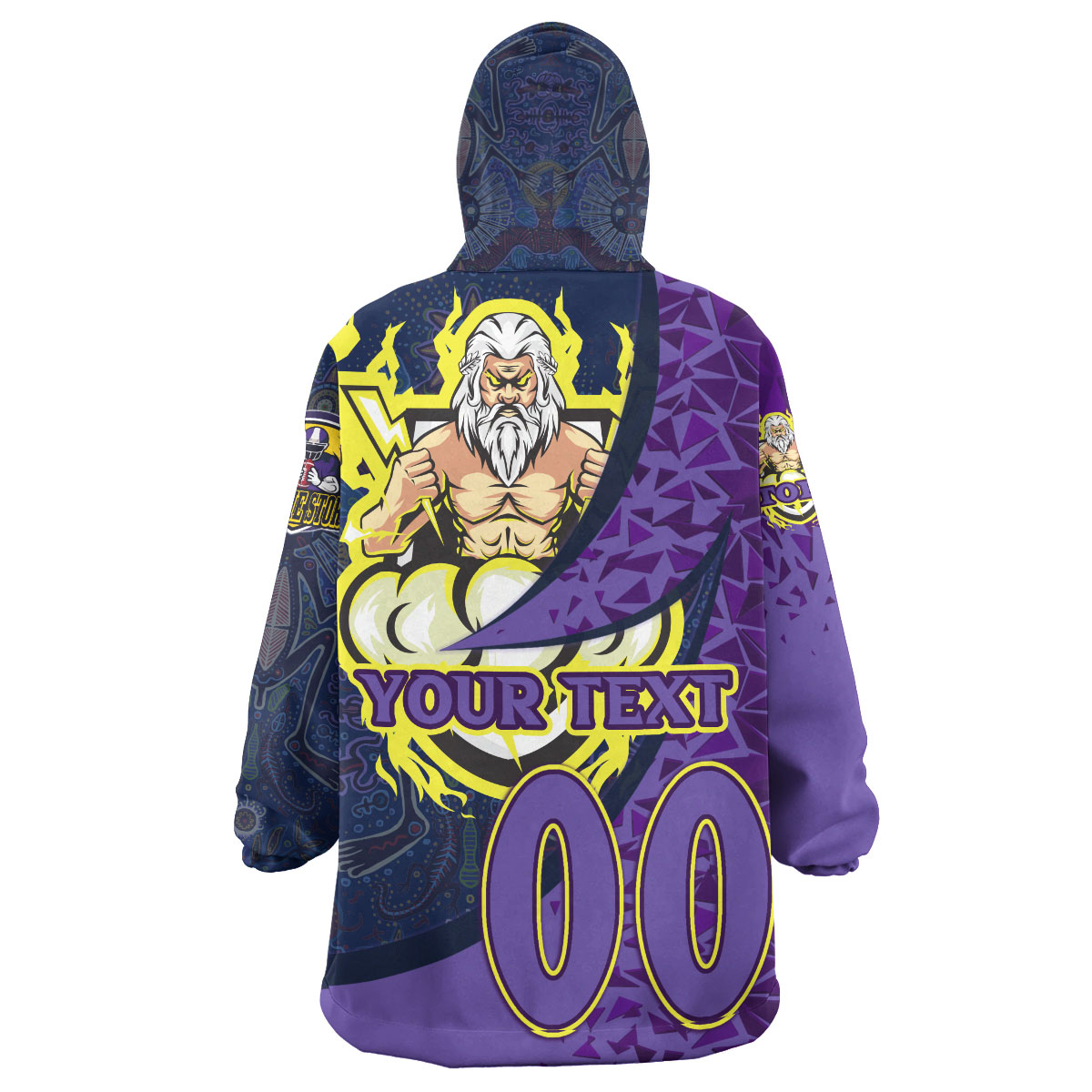 Storm Rugby Snug Hoodie - Custom Rugby Ball RIDE THE STORM Aboriginal Patterns Wearable Blanket Hoodie - Vibe Hoodie Shop