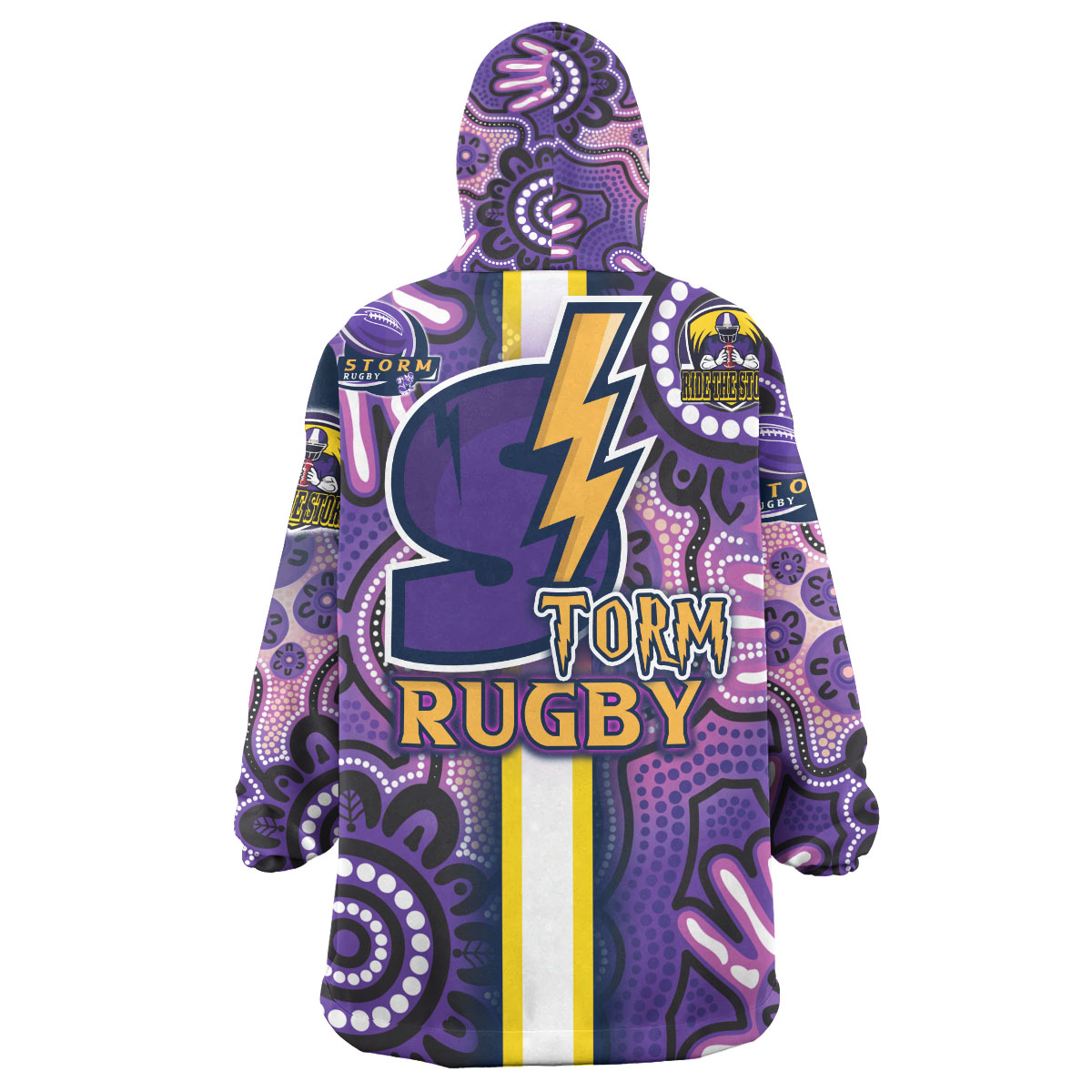 Storm Rugby Snug Hoodie - Custom Storm Rugby Ball Aboriginal Indigenous Sport Style Wearable Blanket Hoodie - Vibe Hoodie Shop
