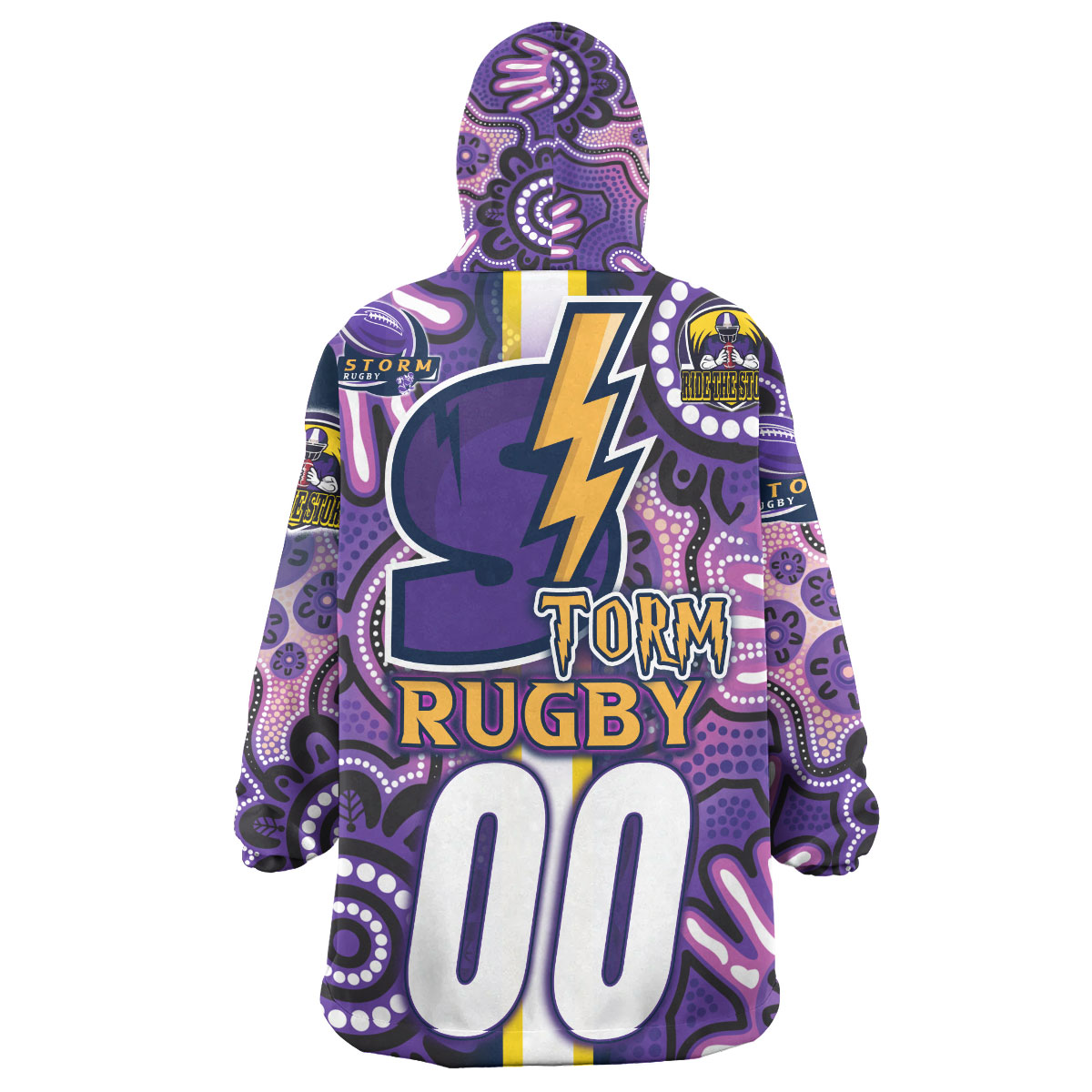 Storm Rugby Snug Hoodie - Custom Storm Rugby Ball Aboriginal Indigenous Sport Style Wearable Blanket Hoodie - Vibe Hoodie Shop
