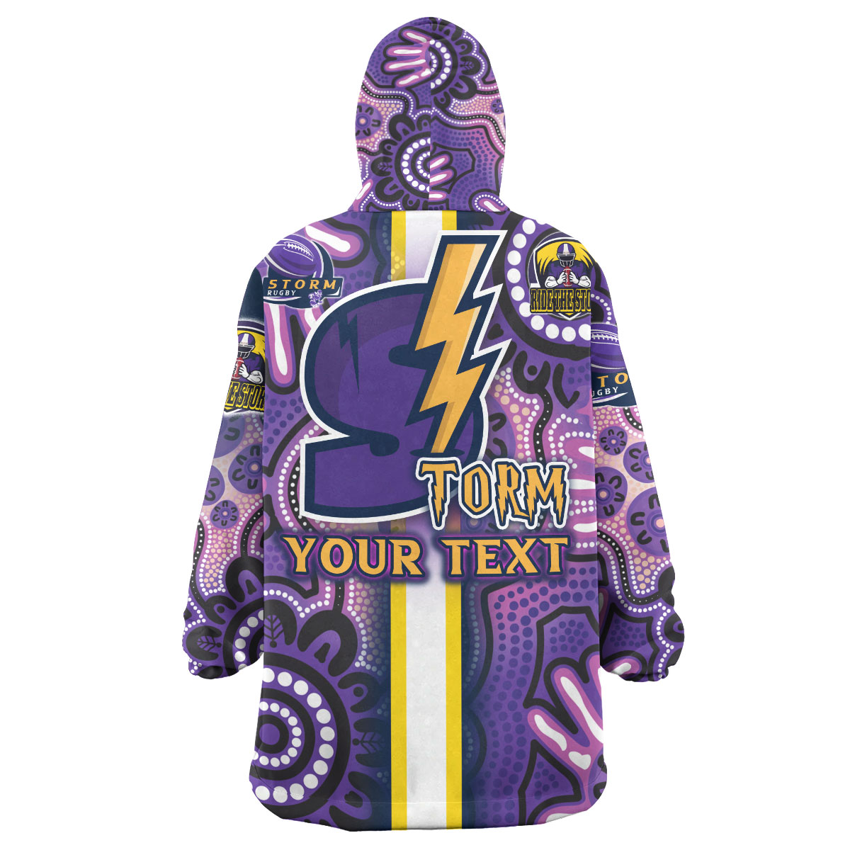 Storm Rugby Snug Hoodie - Custom Storm Rugby Ball Aboriginal Indigenous Sport Style Wearable Blanket Hoodie - Vibe Hoodie Shop