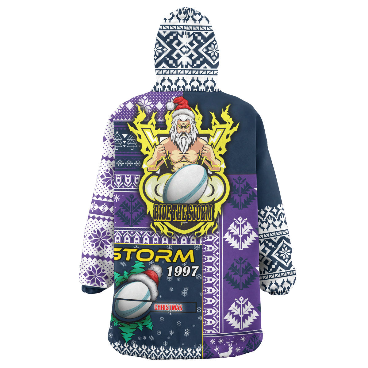 Storm Rugby Snug Hoodie - Custom Christmas Snowflakes Storm Mascot Wearable Blanket Hoodie - Vibe Hoodie Shop