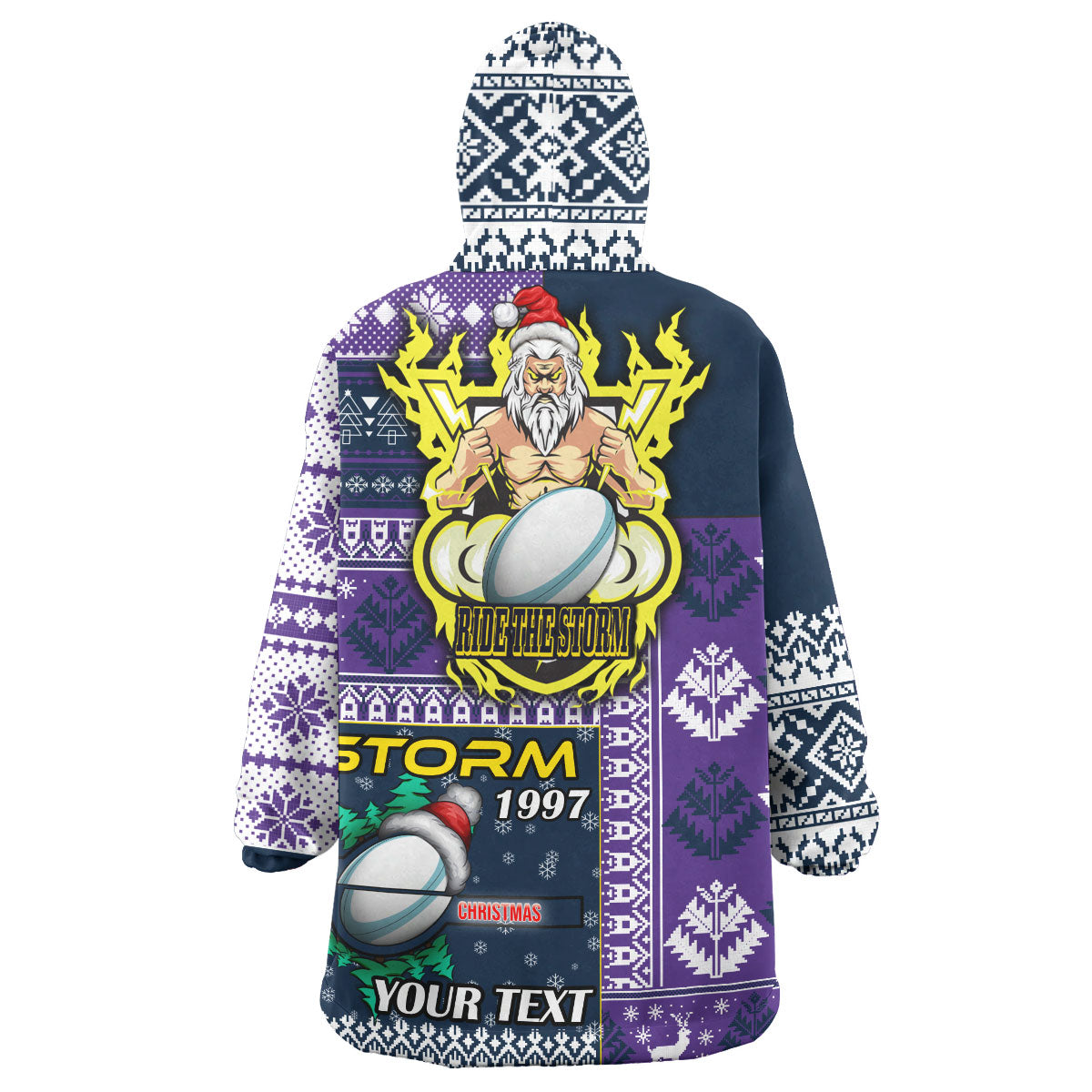Storm Rugby Snug Hoodie - Custom Christmas Snowflakes Storm Mascot Wearable Blanket Hoodie - Vibe Hoodie Shop