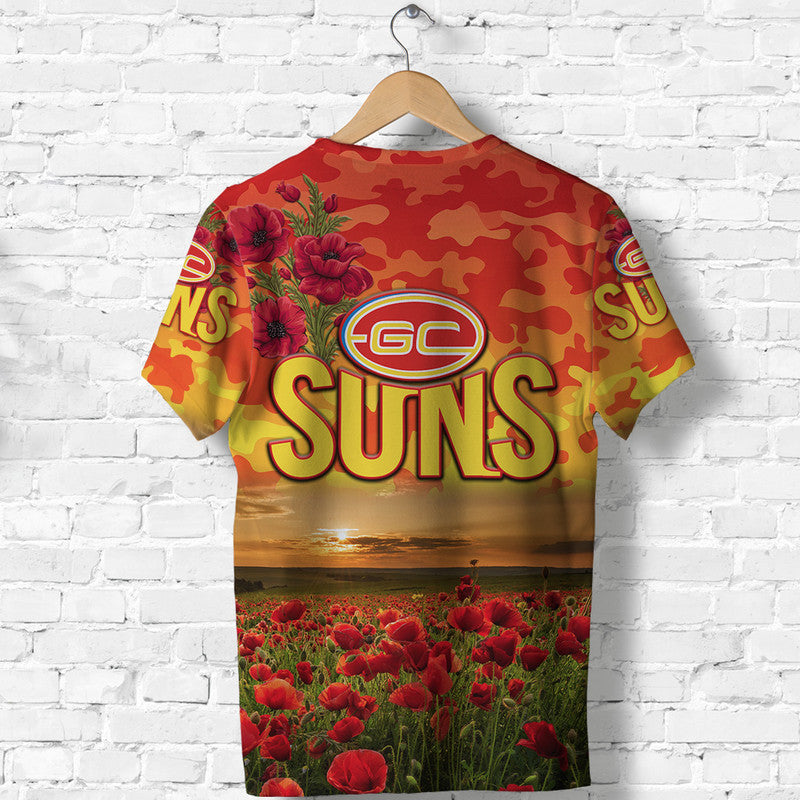Gold Coast Suns ANZAC T shirt Poppy Vibes - Vibe Hoodie Shop