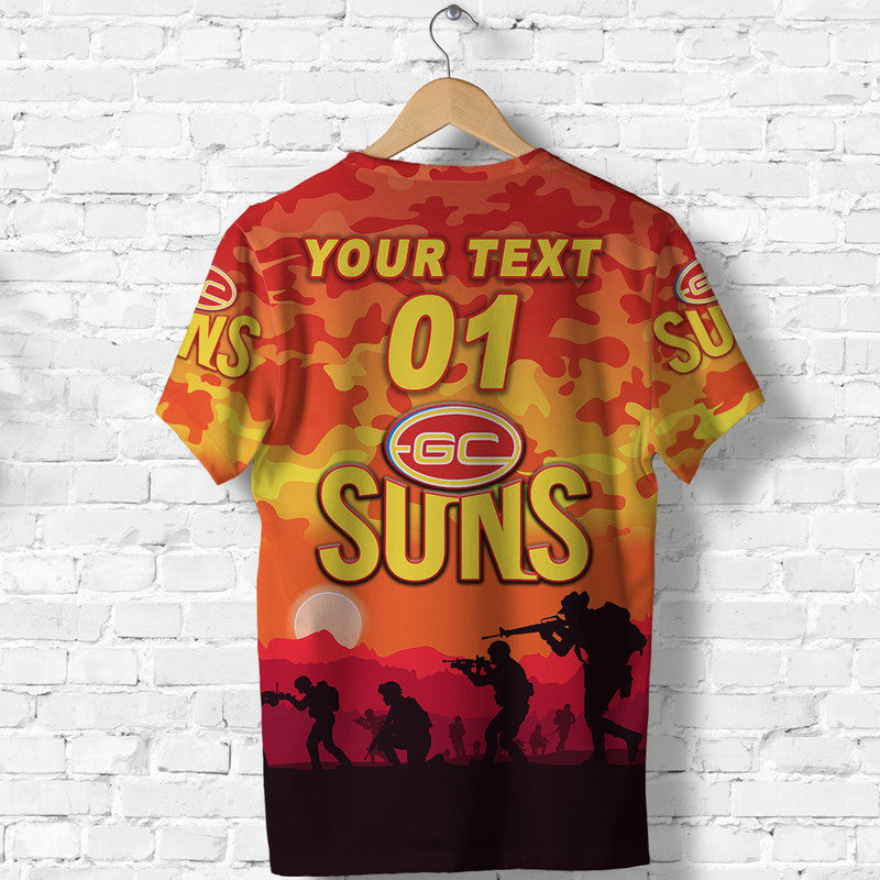 (Custom Personalised) Gold Coast Suns ANZAC T shirt Simple Style - Vibe Hoodie Shop