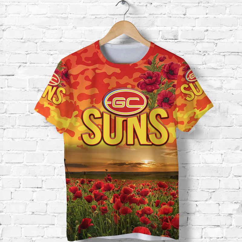 Gold Coast Suns ANZAC T shirt Poppy Vibes - Vibe Hoodie Shop