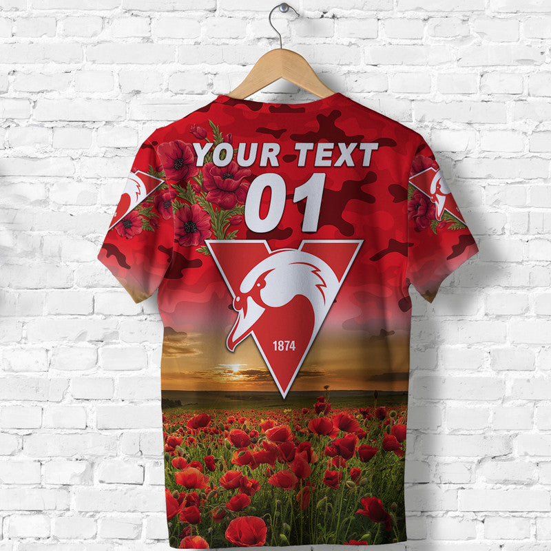 (Custom Personalised) Sydney Swans ANZAC T shirt Poppy Vibes - Vibe Hoodie Shop