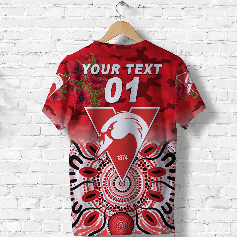 (Custom Personalised) Sydney Swans ANZAC T shirt Indigenous Vibes - Vibe Hoodie Shop