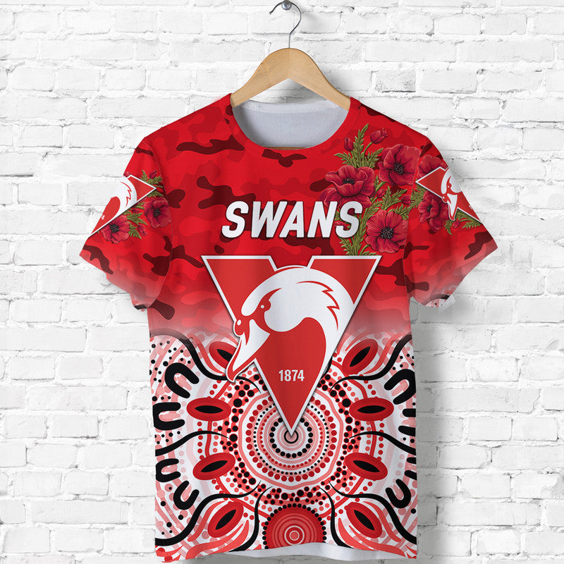 (Custom Personalised) Sydney Swans ANZAC T shirt Indigenous Vibes - Vibe Hoodie Shop