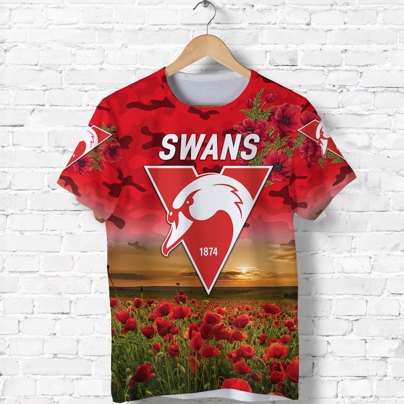 (Custom Personalised) Sydney Swans ANZAC T shirt Poppy Vibes - Vibe Hoodie Shop