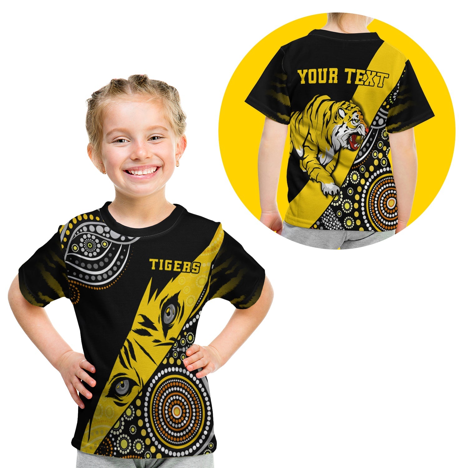 (Custom Personalised) Richmond Indigenous T shirt KID Tigers Football - Vibe Hoodie Shop