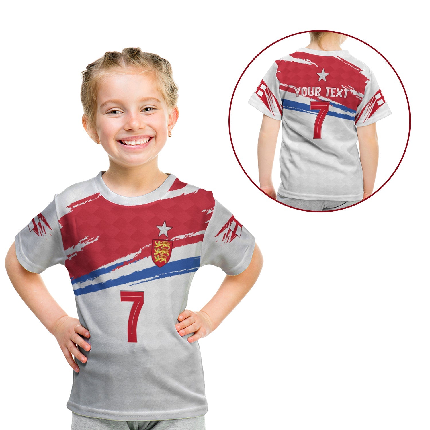 (Custom Personalised) England Football T shirt KID - Come on England - Custom Text and Number - Vibe Hoodie Shop