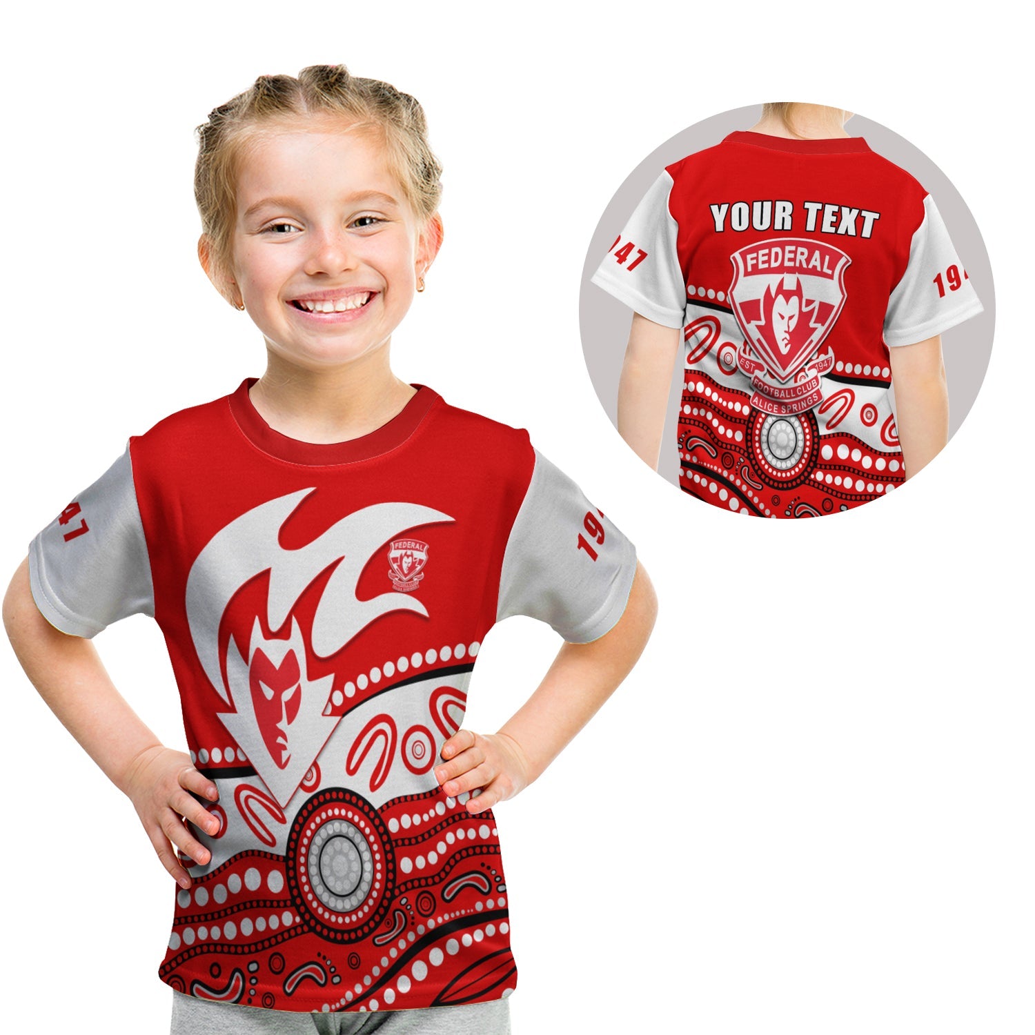 (Custom Personalised) Federal Demons Football Club T shirt KID Indigenous - Vibe Hoodie Shop