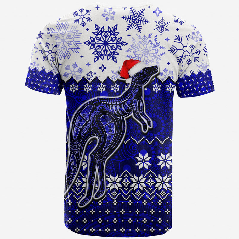 Aboriginal Christmas 2022 Kangaroo T Shirt Blue Style - Vibe Hoodie Shop