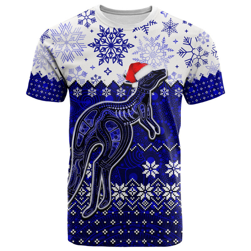 Aboriginal Christmas 2022 Kangaroo T Shirt Blue Style - Vibe Hoodie Shop