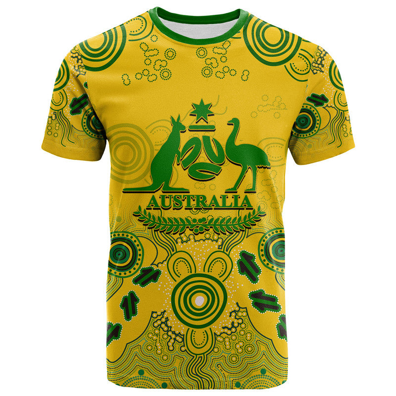 (Custom Personalised And Number) Australia Soccer Socceroos T Shirt Aboriginal Style - Vibe Hoodie Shop