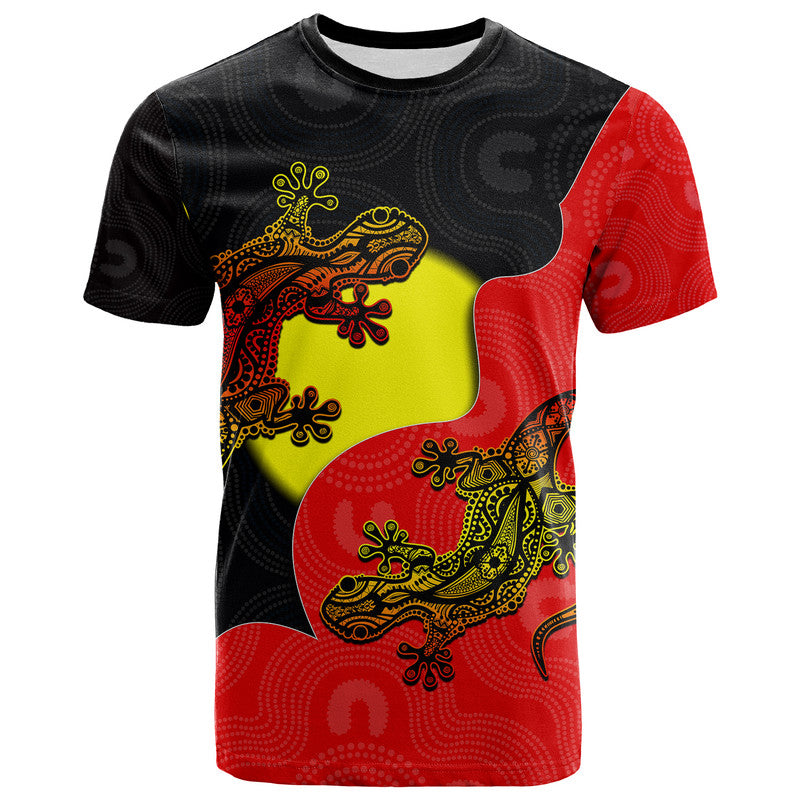 (Custom Personalised) Aboriginal Flag Mix Lizard T Shirt - Vibe Hoodie Shop