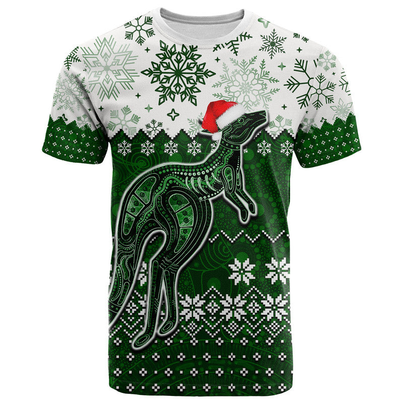 Aboriginal Christmas 2022 Kangaroo T Shirt Green Style - Vibe Hoodie Shop