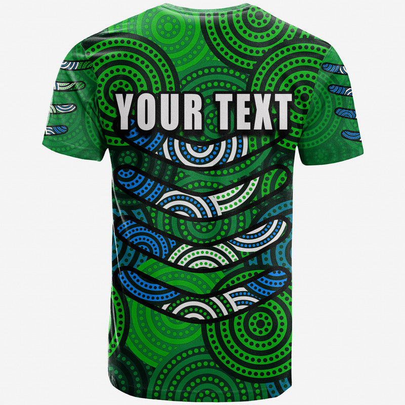 (Custom Personalised) Boomerang Aboriginal Dot Patterns T Shirt Green Style - Vibe Hoodie Shop