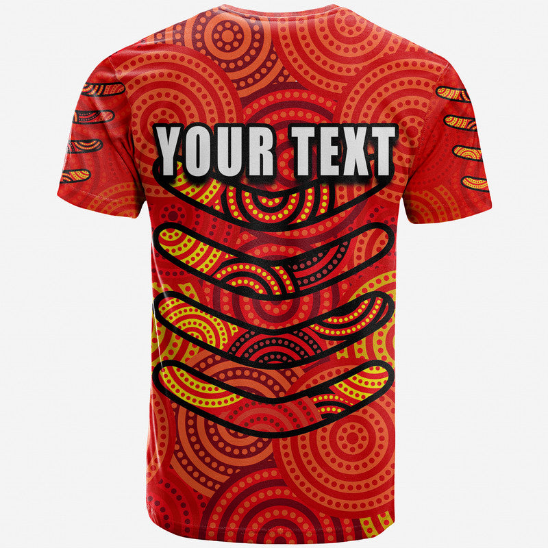 (Custom Personalised) Boomerang Aboriginal Dot Patterns T Shirt Red Style - Vibe Hoodie Shop