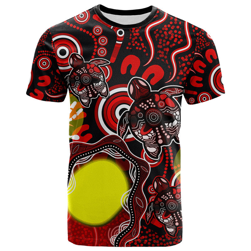 (Custom Personalised) Aboriginal Flag NAIDOC Turtle T Shirt - Vibe Hoodie Shop