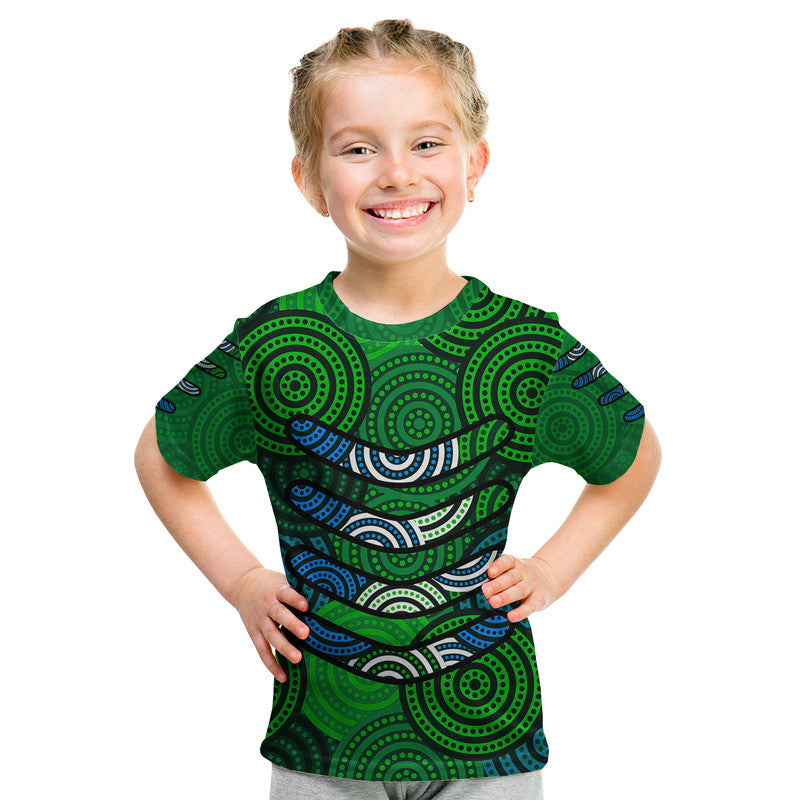 (Custom Personalised) Boomerang Aboriginal Dot Patterns T Shirt Green Style - Vibe Hoodie Shop
