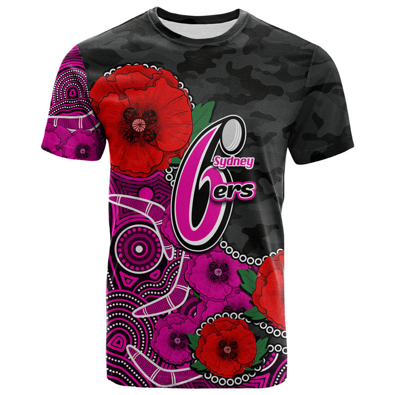 (Custom Personalised) Anzac Day-Sydney Sixers Army Mix Aboriginal T Shirt - Vibe Hoodie Shop