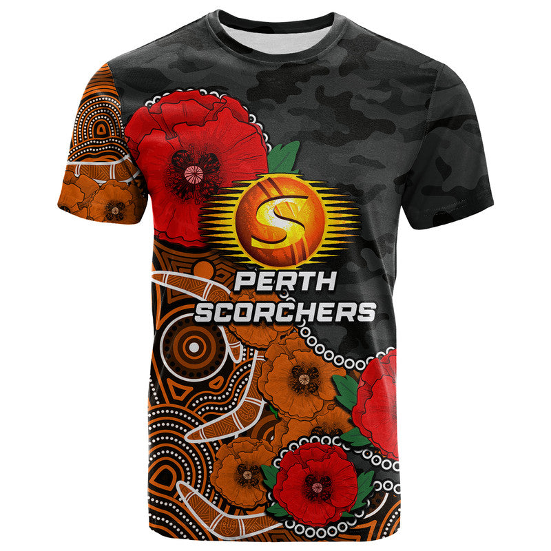 (Custom Personalised) Anzac Day-Perth Scorchers Army Mix Aboriginal T Shirt - Vibe Hoodie Shop