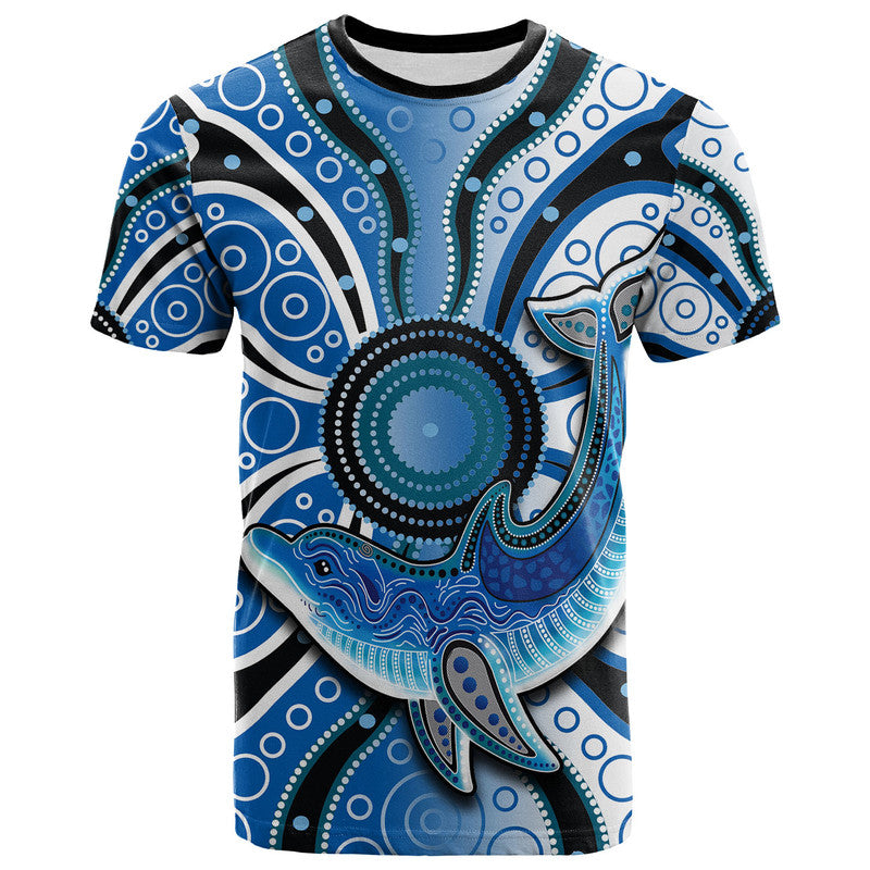 (Custom Personalised) Aboriginal Dolphins T Shirt Blue Sea - Vibe Hoodie Shop