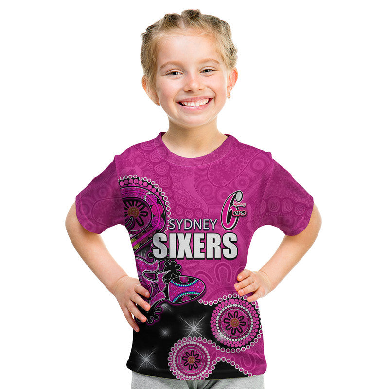 (Custom Personalised Number) Sydney Sixers T Shirt Aboriginal Lizard - Vibe Hoodie Shop