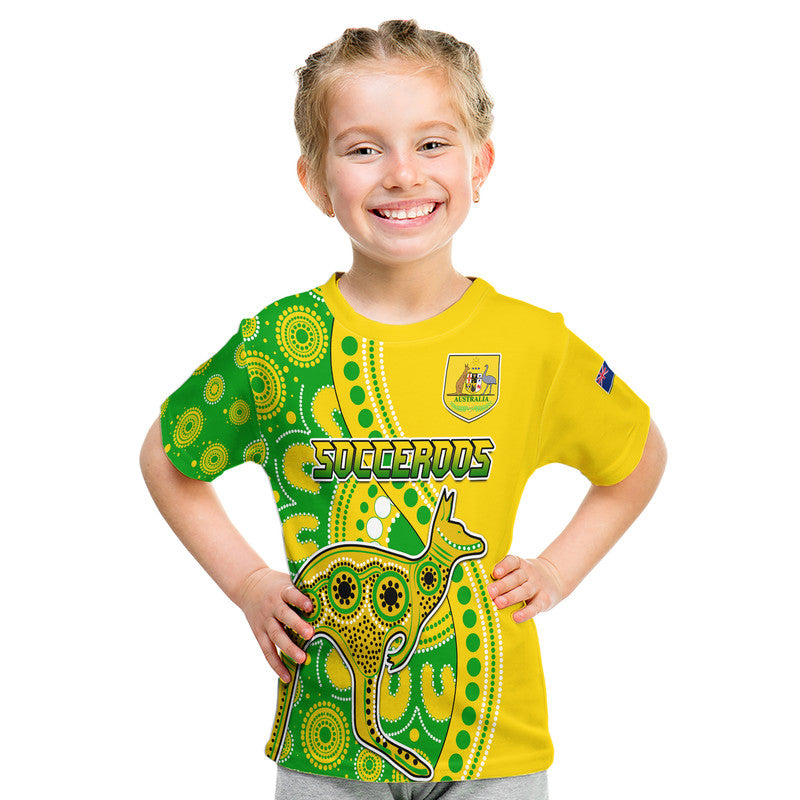 Australia Kangaroo Soccer World Cup T Shirt Socceroos Aboriginal LT9 - Vibe Hoodie Shop