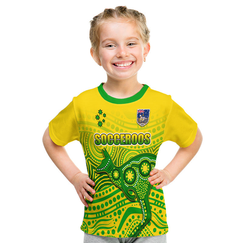 (Custom Personalised) Australia Aboriginal Soccer T Shirt Kangaroo Socceroos Art Style LT9 - Vibe Hoodie Shop