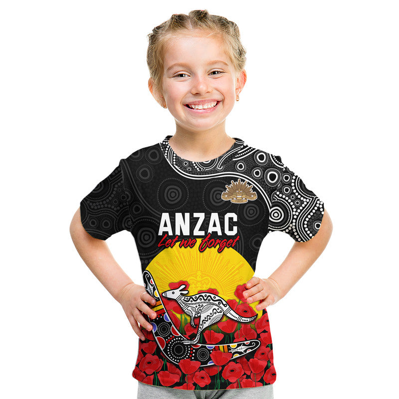 Australia ANZAC T Shirt Kangaroo Boomerang with Poppy LT9 - Vibe Hoodie Shop