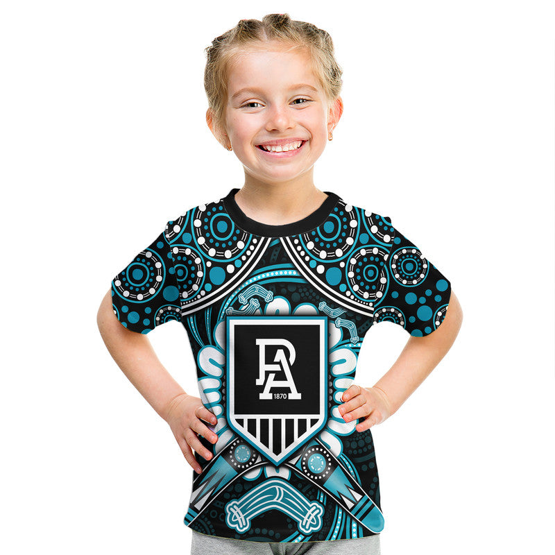 (Custom Personalised) Port Adelaide Power T Shirt Boomerang Indigenous Dots LT9 - Vibe Hoodie Shop