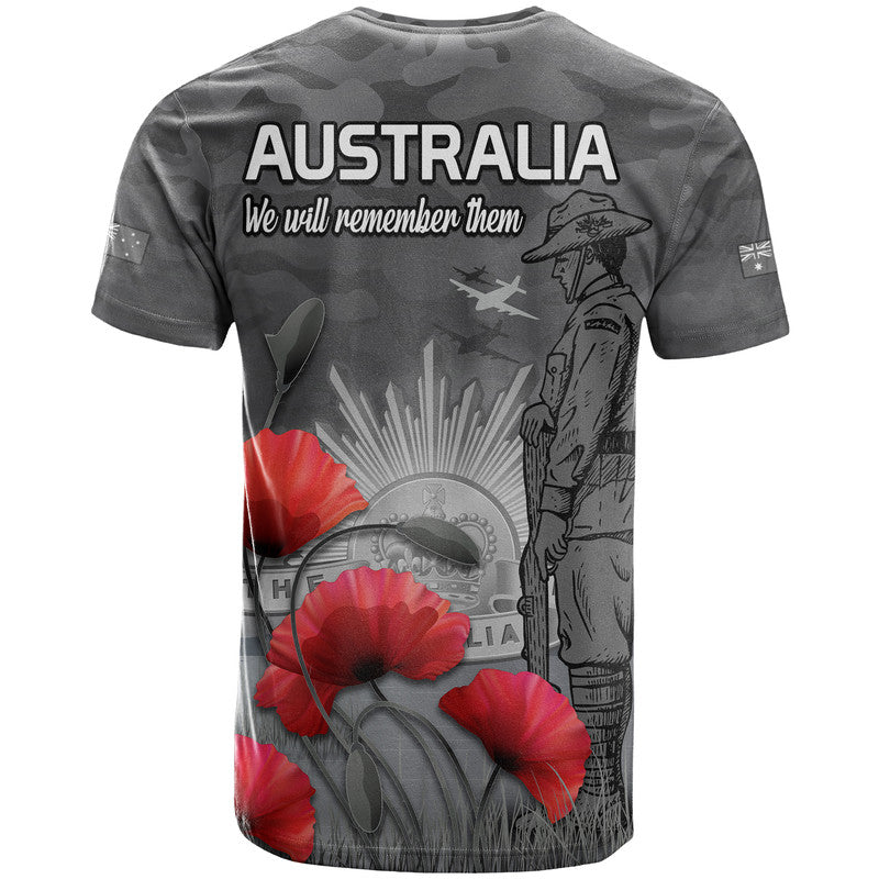 Remembrance Day T Shirt Soldier Australian Army Rising Sun With Red Poppy LT9 - Vibe Hoodie Shop
