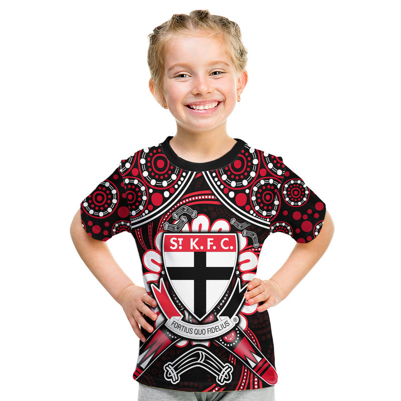 St Kilda Saints T Shirt Boomerang Indigenous Dots LT9 - Vibe Hoodie Shop