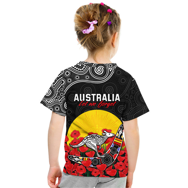 Australia ANZAC T Shirt Kangaroo Boomerang with Poppy LT9 - Vibe Hoodie Shop