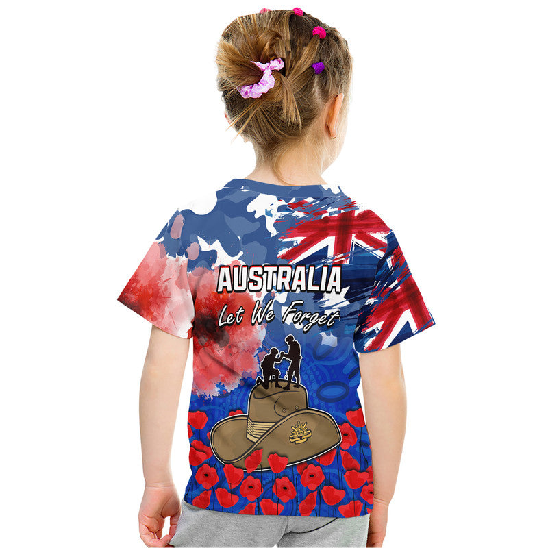 Australia ANZAC Day T Shirt Grunge Australia Flag and Red Poppy LT9 - Vibe Hoodie Shop