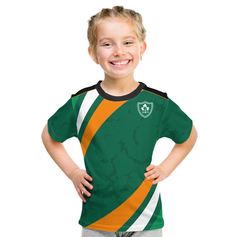 (Custom Text And Number) Irish Rugby Sevens IRFU Kid T Shirt Sporty Style - Vibe Hoodie Shop