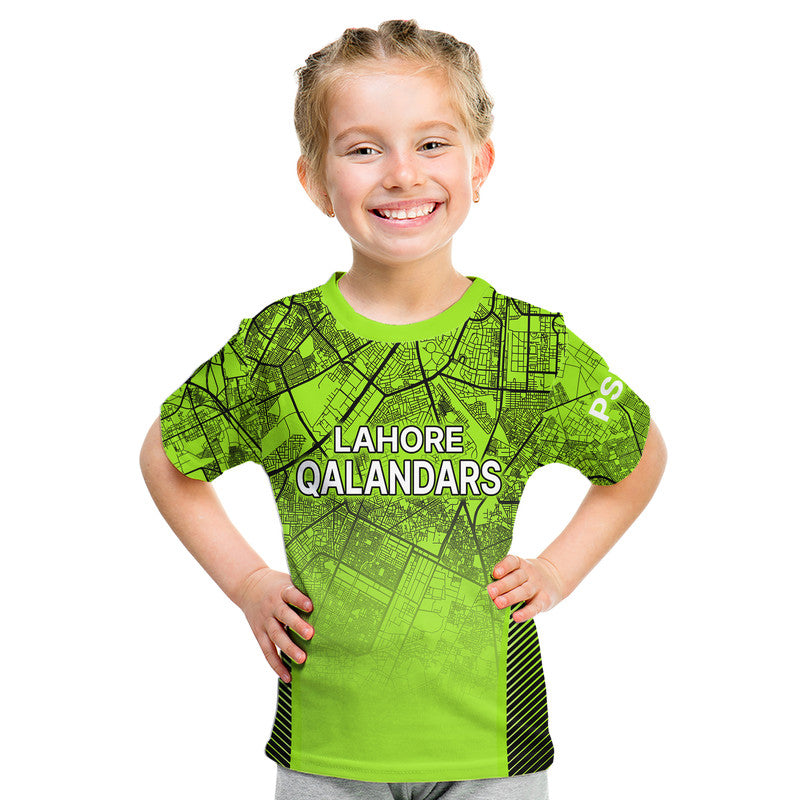 (Custom Personalised) Lahore Qalandars Kid T Shirt T20 Pakistan Cricket Version 2023 - Green - Vibe Hoodie Shop